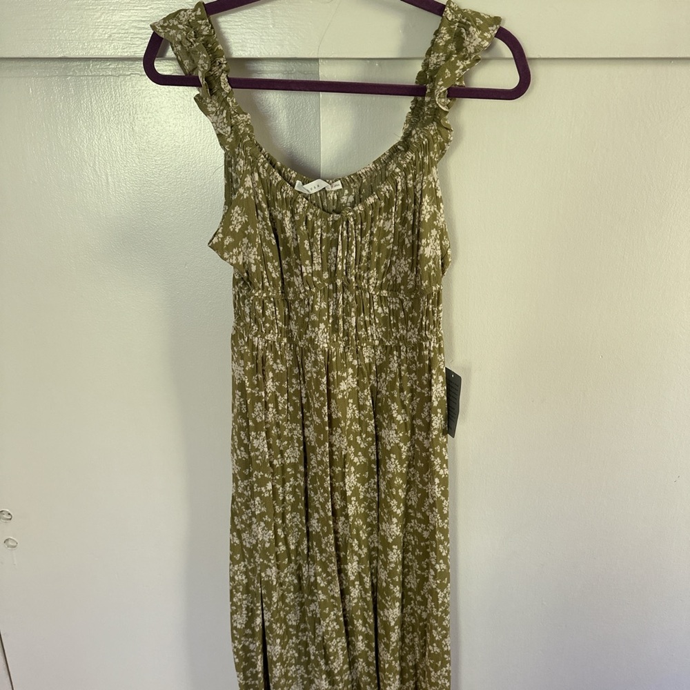 Lush Olive Floral Maxi Dress